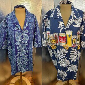 TWO Winnie Fashion Hawaiian Tropical Button Up Shirts Men's XL and XXL